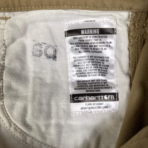 Carhartt FR Pants Mens 44x32 Khaki Flame Resistant Loose Fit Canvas Utility Work - Picture 8 of 16